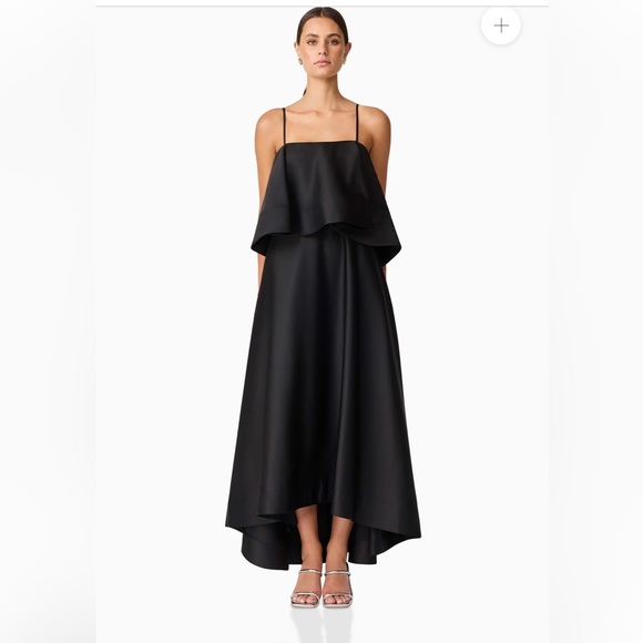 elliatt reyna black tiered ruffle draped satin maxi dress size medium NEW - Picture 10 of 14